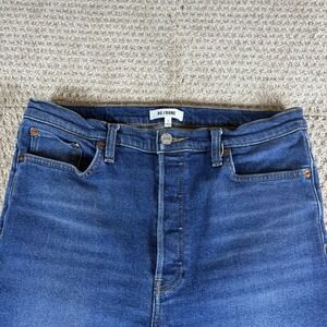 Re/Done 70s Ultra High Rise Stove Pipe Deep Indigo  Medium Wash Straight Leg‎ 31